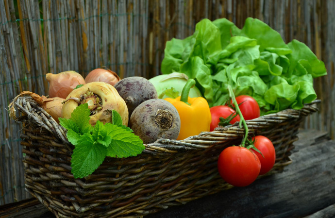 Muchas verduras y platos para elegir en primavera